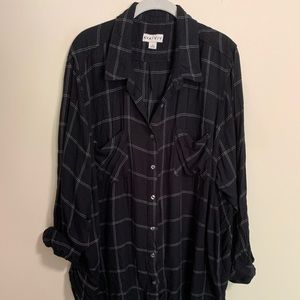 Soft Black and White Plaid Button Down Shirt